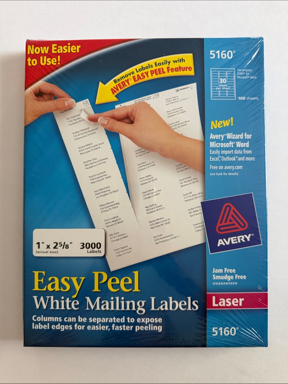 Avery Easy Peel White Mailing Labels - Laser